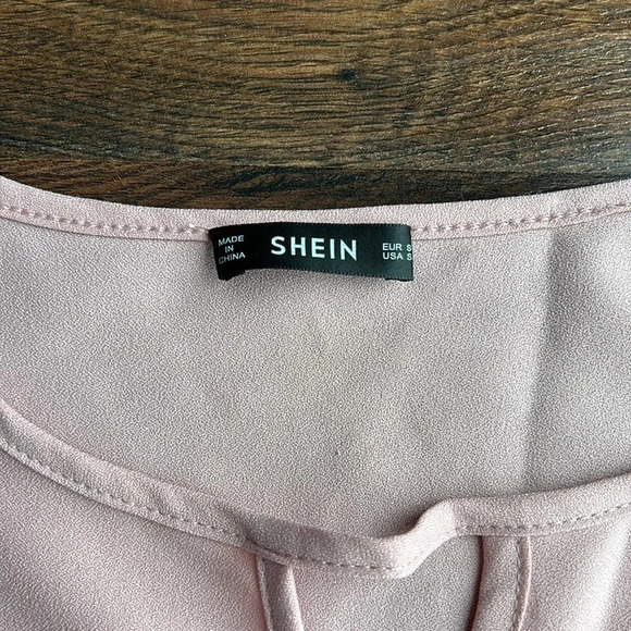 SHEIN Light Pink Shirt with Scalloped Sleeve | Scallop Sleeves | SHEIN | Pink - Picture 3 of 8